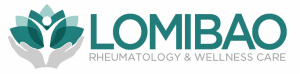 Lomibao Rheumatology & Wellness Care logo with a teal lotus and hands.