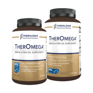 Two bottles of omega-3 fish oil supplements