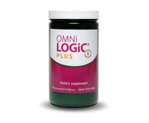 Jar of Omni Logic Plus dietary supplement